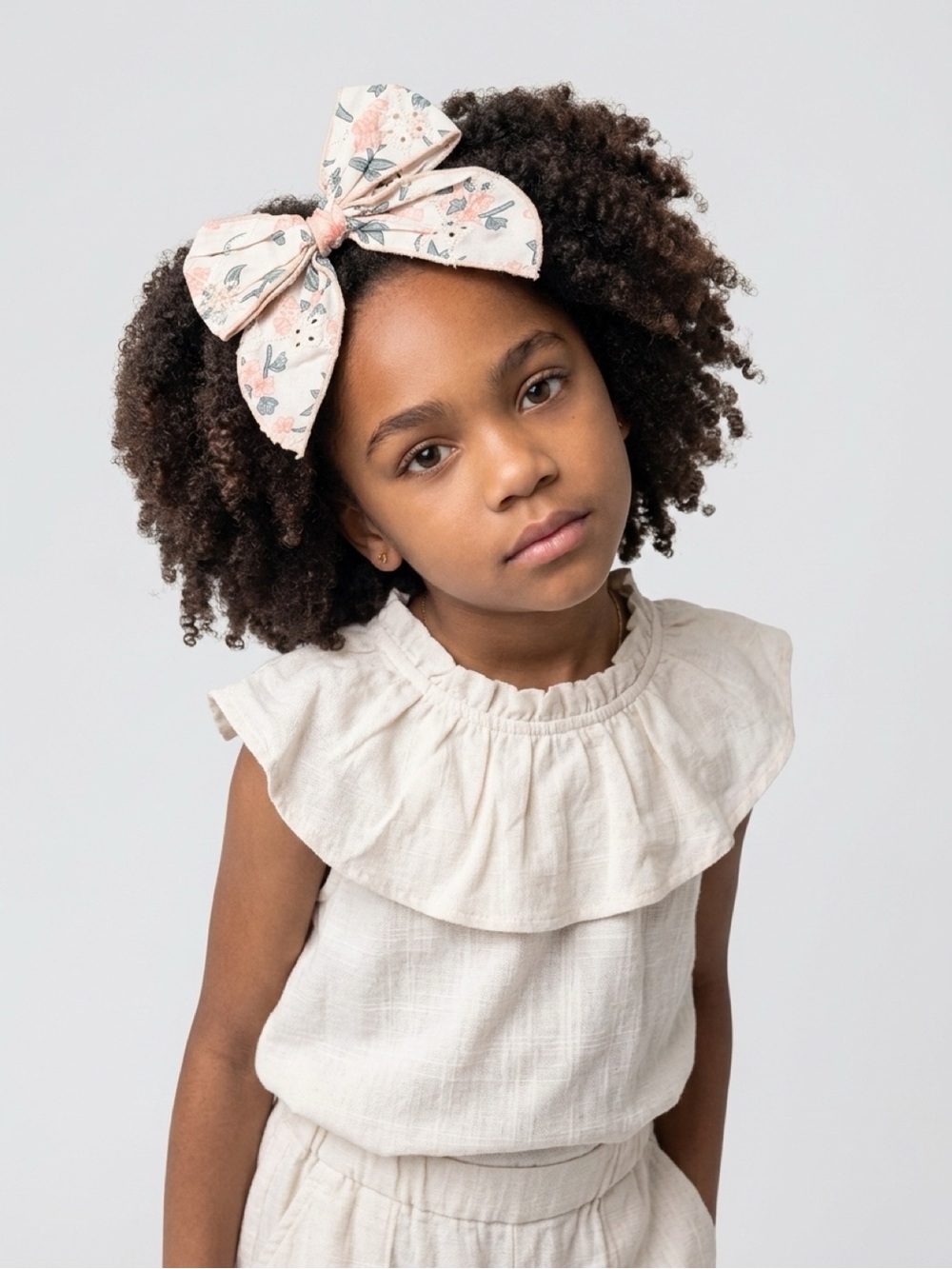 NWT Handmade Kids Floral Eyelet Lace Hair Bow - Sweet Cottagecore Style